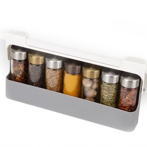 Home Kitchen Self-adhesive Wall-mounted Under-shelf Spice Organizer Spice Bottle Storage Rack Kitchen Supplies Storage In Stock – Image 5