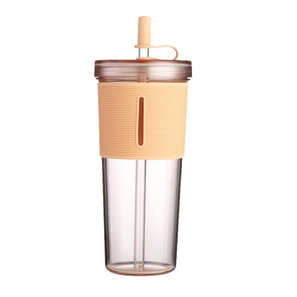 Layer Transparent Straw Cup 700Ml Large Capacity Silicone Cover Juice Cup Fashionable And Simple Straw Cup – Image 7