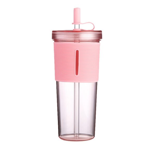 Layer Transparent Straw Cup 700Ml Large Capacity Silicone Cover Juice Cup Fashionable And Simple Straw Cup – Image 8