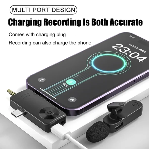 3 In 1 Wireless Lavalier Microphone Plug And Play Intelligent Noise Reduction Mini Mic For iPhone Android Live Broadcast – Image 3