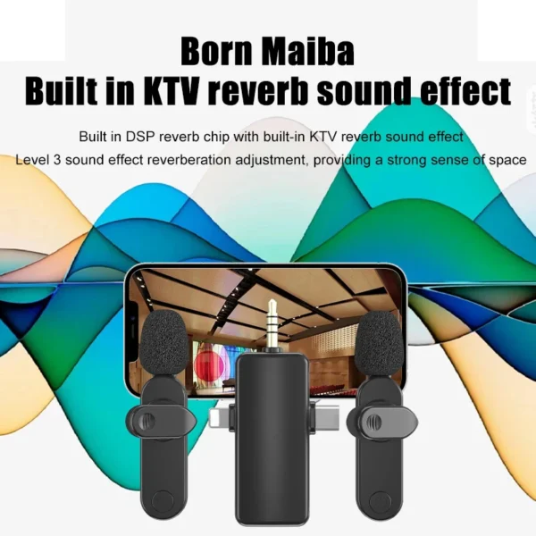 3 In 1 Wireless Lavalier Microphone Plug And Play Intelligent Noise Reduction Mini Mic For iPhone Android Live Broadcast – Image 4